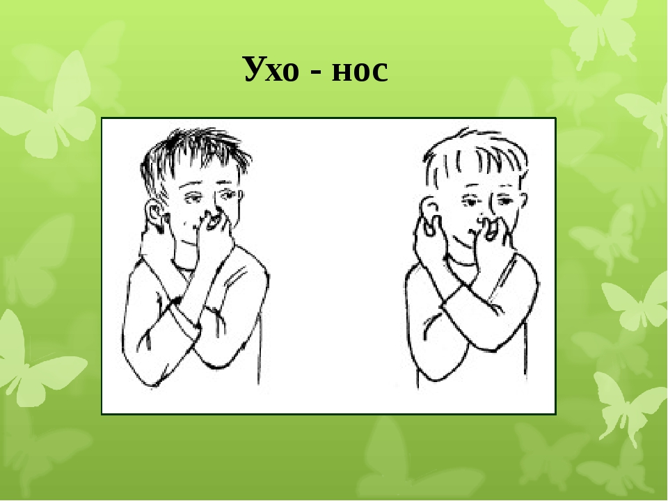упражнение ухо нос для развития межполушарных связей у детей